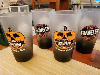 Set Of 4 The Traveler Beer Co.  Pumpkin Shandy Frosted Pint 16 Ounce Glasses