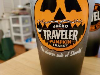Set of 4 The Traveler Beer Co.  Pumpkin Shandy Frosted Pint 16 ounce Glasses 3