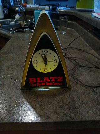 Vintage Blatz Beer Sign Lighted Back Bar/register Topper Clock Light
