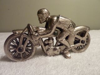 Ironman Custom Cast Iron Downhill Racer Motorcycle.  Nickel,  5 1/2 "