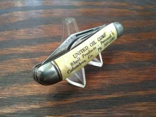 Vintage United Oil Corps Advertising Imperial Folding Pocket Knife Made In Usa