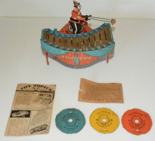 Vintage Wolverine Zilotone 48 Wind Up Disc Player Toy & 3 Discs & Guide