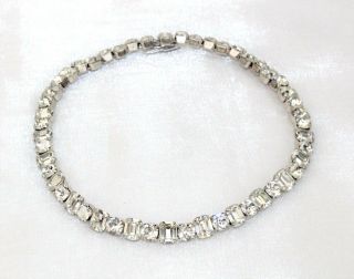 Early Vintage Signed Eisenberg Large Clear Rhinestone Choker Necklace 13 L 1/4 W