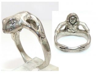 James Yesberger Vtg 6.  7gr Sterling Silver Frog Prince Ring Size 7 Zp