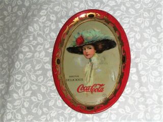 Vintage 1909 Coca - Cola Girl Tip Tray