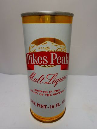 16oz.  Pikes Peak Malt Liquor Straight Steel Pull Tab Beer Can 162 - 4 Walter Brg