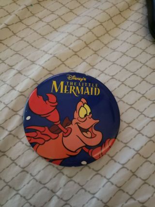 Vintage Disney The Little Mermaid Sebastian Crab 3 " Movie Promo Button Pin
