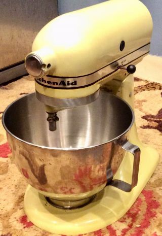 Kitchenaid Hobart Mfg K45 Vintage Stand Mixer & Bowl Avocado Green Yellow