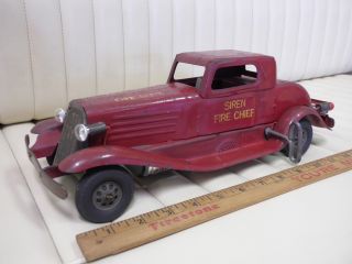 1930 Marx Siren Fire Chief Car Pressed Steel Toy 14 " W/ Lights