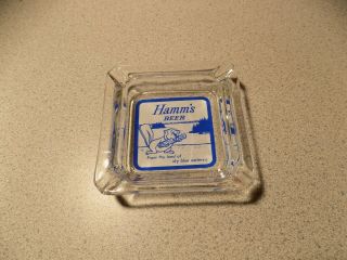Vintage Hamm’s Beer Glass Ashtray With Beaver Graphic,  Very Hard To Find