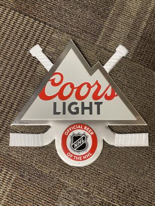 Coors Light Beer Promo Tacked Metal Sign 22”x25” Hockey Nhl Metal