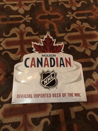 Molson Canadian Beer Nhl Metal Sign Man Cave Bar Hockey Maple Leaf