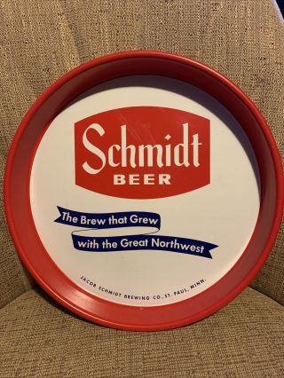 Vintage Schmidt Beer Tray “the Brew That Grew” 13 " Metal Advertising Mancave