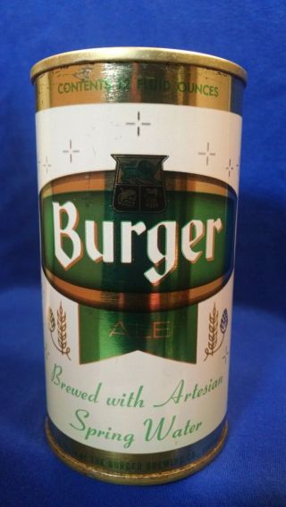 Burger Ale 12 Fluid Ounces Pull Tab Can Cincinnati Metallic