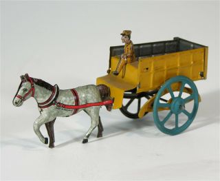 Ca1910 Tin Lithograph German Penny Toy - Horse Drawn Beer Wagon Dray J.  Meier