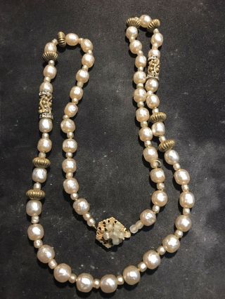 Vintage Signed Miriam Haskell Fresh Water Pearl Necklace
