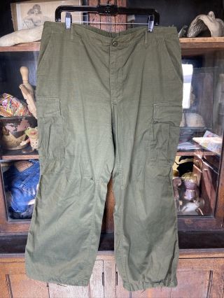 Vintage Men’s Vietnam Jungle Pants Rip Stop Poplin 1960s Military 1969 Large