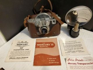 Vintage Mercury Ii Camera Model Cx & Mercury Flash Unit Serial 