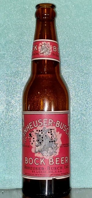 Anheuser Busch Bock Beer Bottle Anheuser - Busch St.  Louis,  Mo.  Irtp Budweiser
