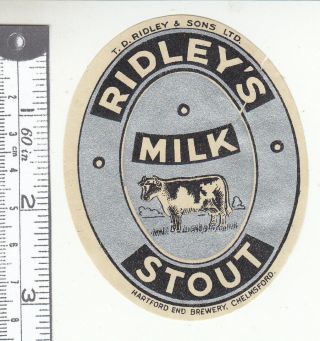 British Beer Label.  Ridley,  Chelmsford.  Stout