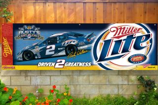 Miller Lite Beer Rusty Wallace Nascar 2 Racing Car Banner Poster Sign