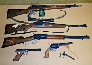 Vintage Topper Johnny Eagle Toy Rifles & Handguns - Magumba Lieutenant Red River