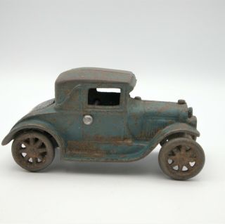 1920 ' s Arcade Cast Iron Model A Coupe with Rumble Seat Toy Car Blue 116R 3