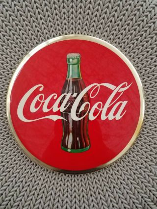 Vintage Ca.  1950 Celluloid Coca - Cola 9 " Button Sign & Sorry Sleeve