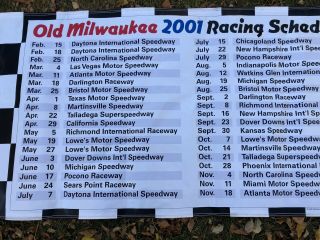 Old Milwaukee Beer NASCAR 2001 Schedule Vinyl banner sign Large Man Cave 3