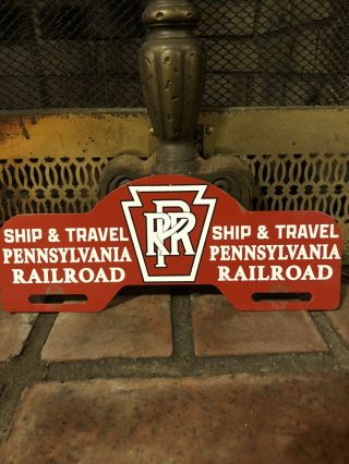 Vintage Ship And Travel Pennsylvania Railroad Metal License Plate Topper