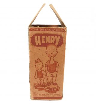 BOX ONLY HENRY & HIS BROTHER CK JAPAN WIND UP CELLULOID TIN TOY 1934 BORGEFELDT 3
