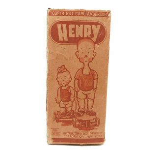 BOX ONLY HENRY & HIS BROTHER CK JAPAN WIND UP CELLULOID TIN TOY 1934 BORGEFELDT 6