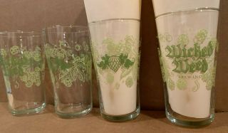 Wicked Weed Brewery Pint Glasses,  Set Of 4,  Asheville,  North Carolina