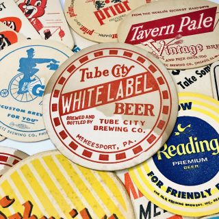 30,  Beer Coasters 1930 - 60s Tube City Camden Gretz Ortlieb’s Schmidt’s Stegmaier 2