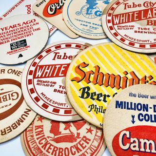 30,  Beer Coasters 1930 - 60s Tube City Camden Gretz Ortlieb’s Schmidt’s Stegmaier 3