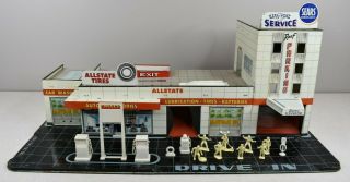 Vintage Marx Tin Toys Sears Allstate Happi Time Service Station With Elevator