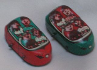 2 Vintage Chein Tin Litho Toy Roller Coaster Cars