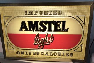Amstel Light Lighted Beer Sign Metal Vintage 12 1/2 " W X 8 1/2 " H
