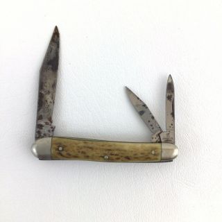 Ja Henckels Solingen Germany Stag Vintage Folding Pocket Knife 3 Blade 804