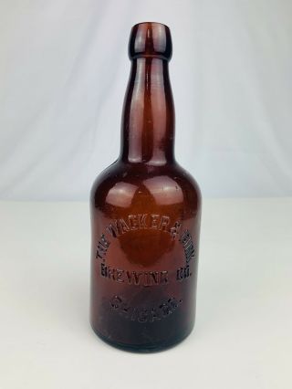 The Wacker & Birk Brewing Co.  Amber Blob Top Beer Bottle Chicago,  Illinois