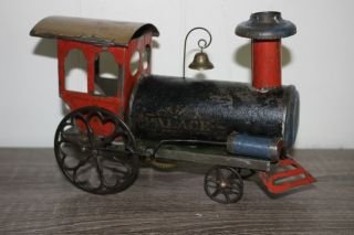 Antique Us Hand Painted Tin Toy Wind Up Althof Bergmann Palace Floor Train