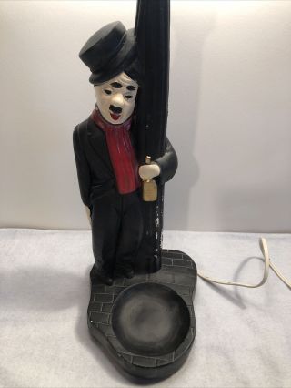 Charlie Chaplin Lamp Post Bar Lamp w/Globe - Vintage Chalk Ware 2