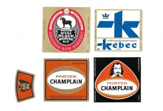 KÉbÉc - Black Horse And Porter Champlain Beer Labels QuÉbec - Canada