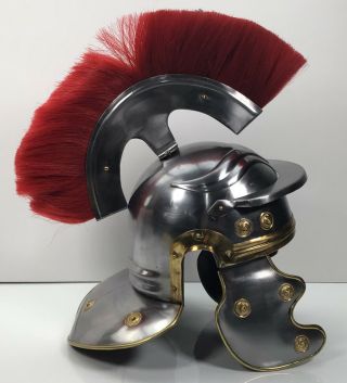 Medieval Roman Centurion,  Helmet Armor,  Red Crest Plume