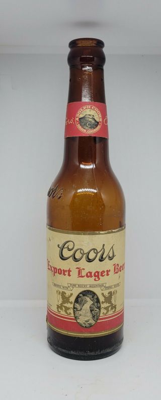 1953 COORS EXPORT LAGER EMBOSSED BEER BOTTLE WITH NECK LABEL 11 OUNCE 2