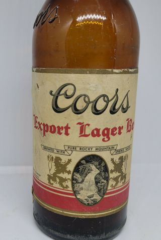 1953 COORS EXPORT LAGER EMBOSSED BEER BOTTLE WITH NECK LABEL 11 OUNCE 3