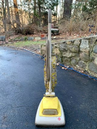 Vintage Hoover Upright Convertible Vacuum Cleaner 1076 Yellow Floral Motif