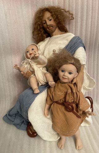 Vintage 1994 Numbered Ltd Edition Ashton Drake Jesus & Children 3 - Piece Doll Set