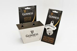 Guinness Wall Pub Bar Bottle Opener & Cap Catcher Irish Beer Motif