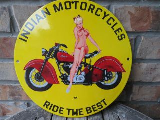 Vintage Porcelain Indian Motorcycle Enamel Sign